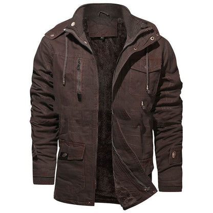 Buycenter Retro Cotton Men's Coat - Plush, Loose Fit, Multi-Pocket Style - Buy Center