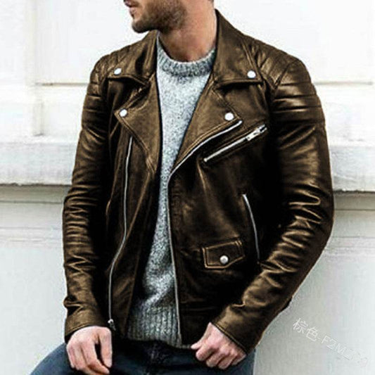 Men's PU Punk Leather Jacket - Stylish Stand Collar for Modern Fashion - Buy Center