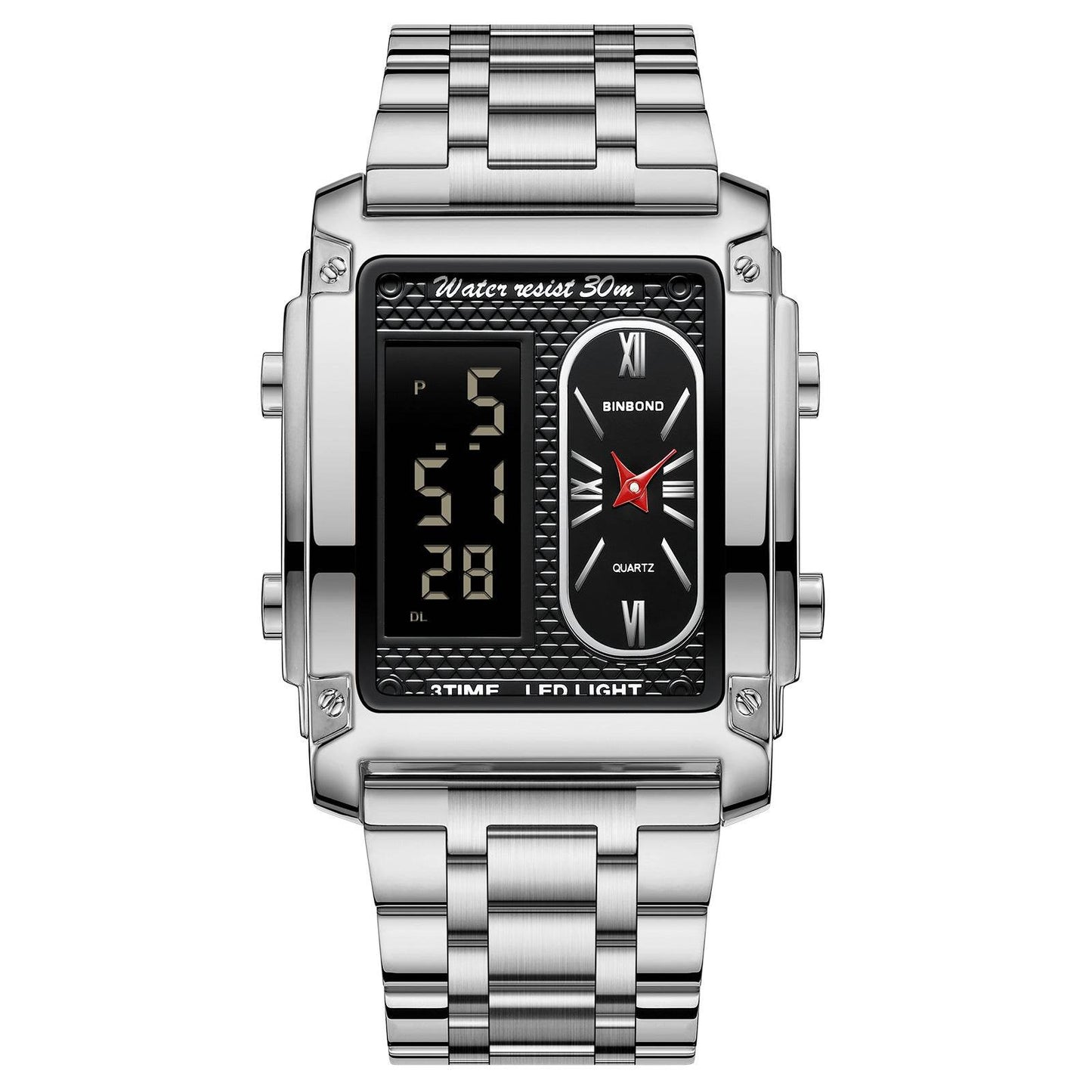 Men's Creative Steel Belt Digital Watch - Waterproof & Multi-Functional Style - Buy Center