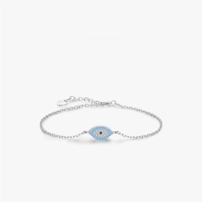 Green Pine Devil's Eye Bracelet - 925 Sterling Silver with Zircon Stones - Buy Center
