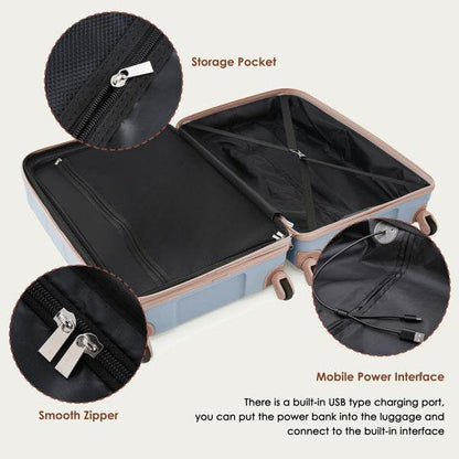 4-Piece Luggage Set with USB Port - Stylish, Expandable Travel Bags - Buy Center