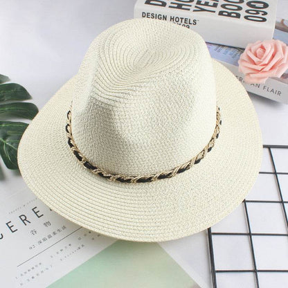 Buycenter Women's Summer Jazz Beach Hat - Stylish Straw Baseball Cap - Buy Center