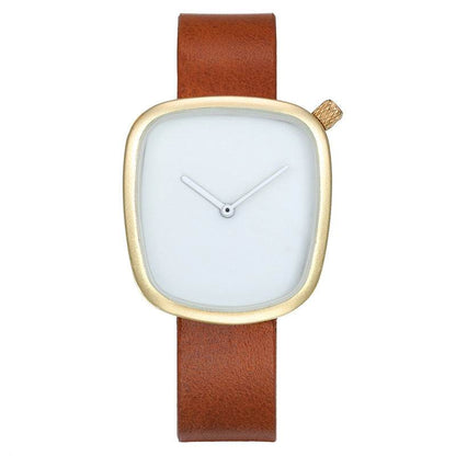 Minimalist Square Quartz Watch for Women - Stylish Faux Leather Strap - Buy Center