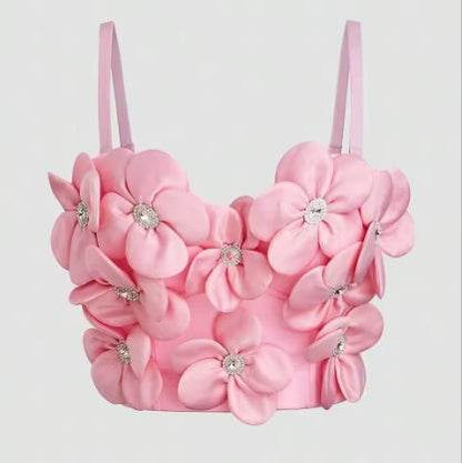 New Dopamine Floral Rhinestone Bandeau Top - Stylish Women's Sling Camis 2025 - Buy Center