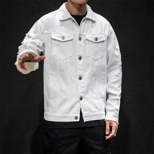 Men's Plus Size Denim Jacket - Embroidered Genuine Leather, Stylish Fit - Buy Center