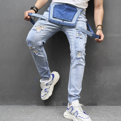 Buycenter Men's Slim Ripped Skinny Trousers - Stylish Denim for Spring & Autumn - Buy Center