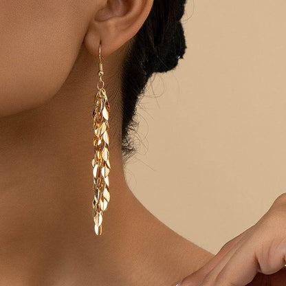 Gold Alloy Leaf Shaped Earrings - Stylish European Design for Any Occasion - Buy Center