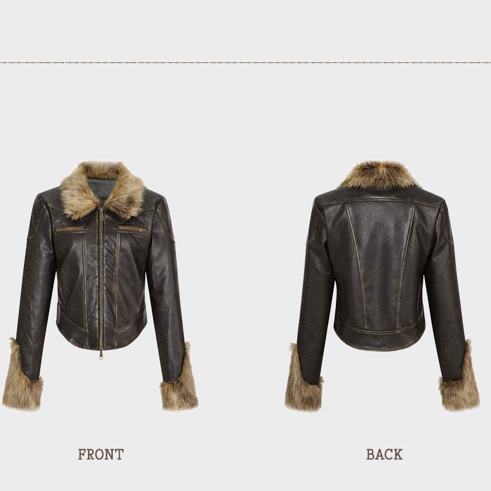 Women's Retro Fur Collar Jacket - Cozy Slim Fit for Winter 2025 - Buy Center