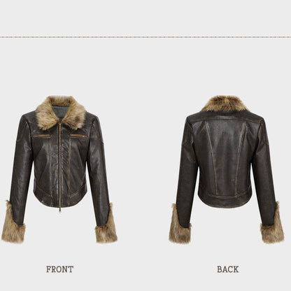 Women's Retro Fur Collar Jacket - Cozy Slim Fit for Winter 2025 - Buy Center