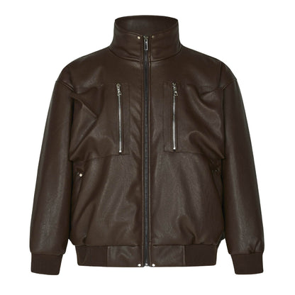 Women's Vintage Leather Coat - Stylish Loose Fit PU Jacket for 2025 - Buy Center