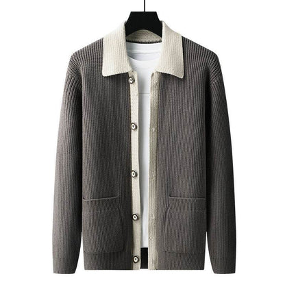 Men's Trendy Long-Sleeved Sweater Coat - Stylish Khaki, Black, Green Options - Buy Center