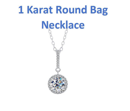 Buycenter S925 Sterling Silver Moissanite Ring Necklace Set - Elegant Design - Buy Center