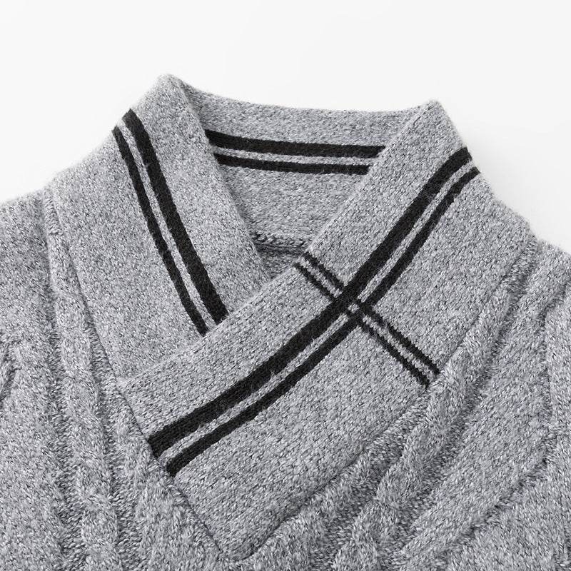 Buycenter Men's Thickened V-Neck Woolen Sweater - Warm Winter Pullover - Buy Center