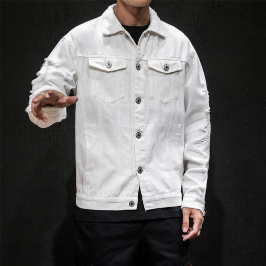 Men's Plus Size Denim Jacket - Embroidered Genuine Leather, Stylish Fit - Buy Center