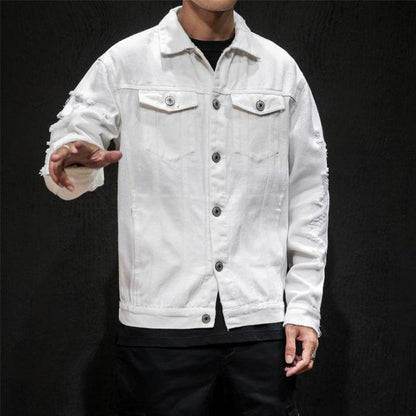 Men's Plus Size Denim Jacket - Embroidered Genuine Leather, Stylish Fit - Buy Center