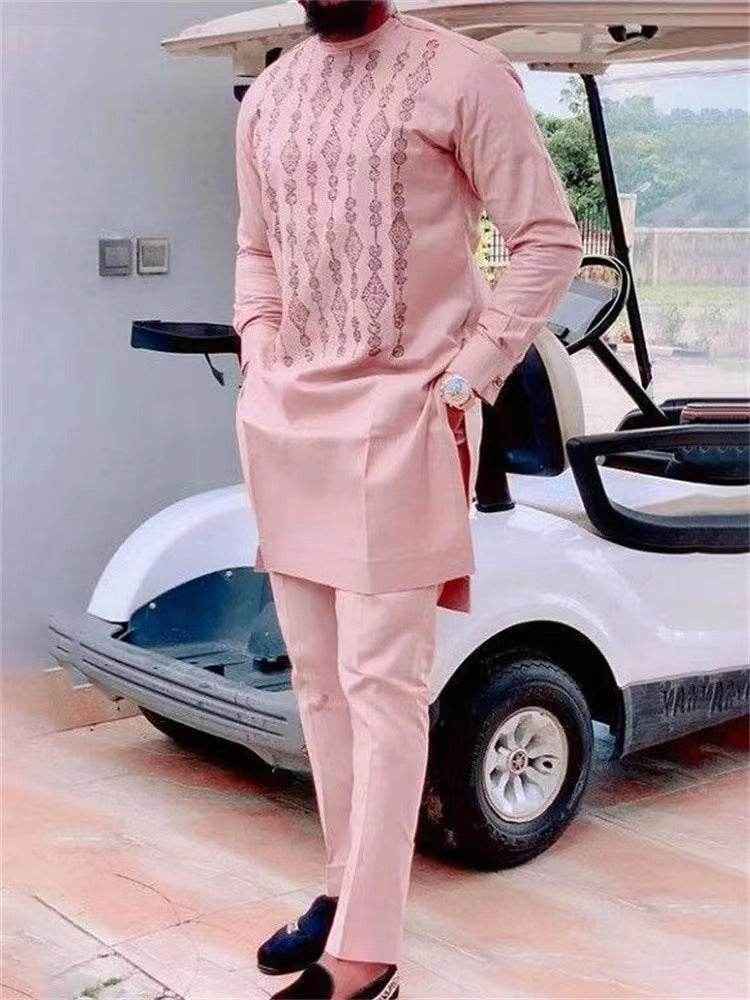 African Ethnic Print Casual Suit for Men - Stylish Cotton Blend Leisurewear