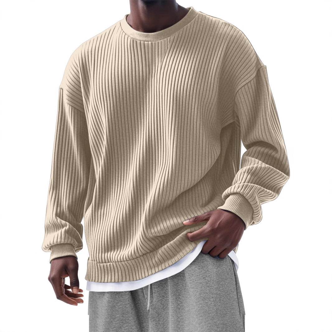 Buycenter Men's Trendy Long Sleeve Round Neck Top - Slim Fit Cardigan - Buy Center