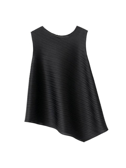 Pleated Women's Slimming T-Shirt - Stylish Sleeveless Fit in Various Colors - Buy Center