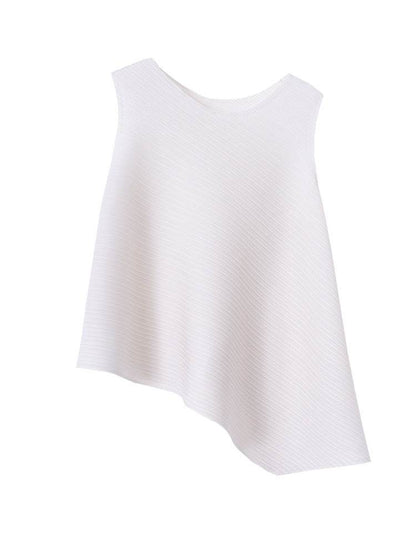 Pleated Women's Slimming T-Shirt - Stylish Sleeveless Fit in Various Colors - Buy Center