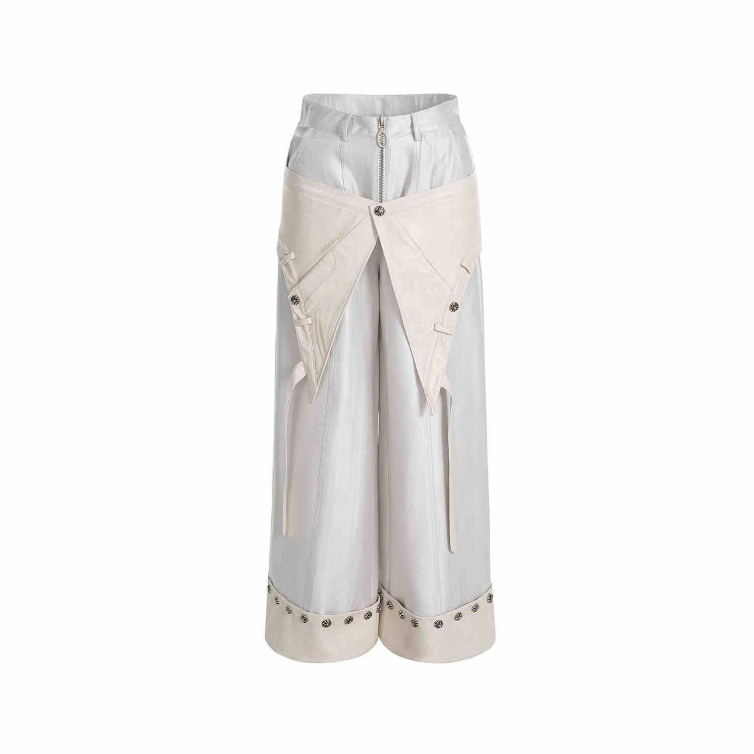 Buycenter Punk Casual Pantskirt - Mid-High Waist Straight Leg Trousers - Buy Center