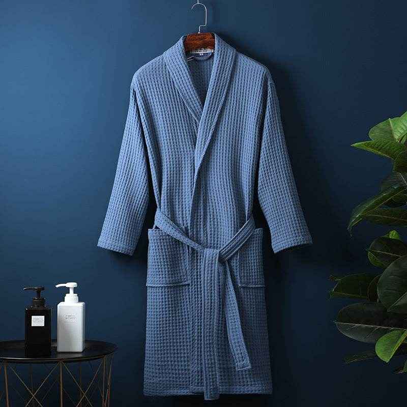 Pure Cotton Bathrobe - Long Waffle Nightgown for Men & Women 2025