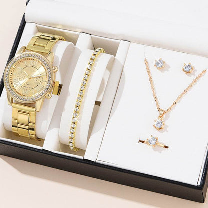 Women's Quartz Diamond-Embedded Watch - Stylish Rose Gold & Silver - Buy Center