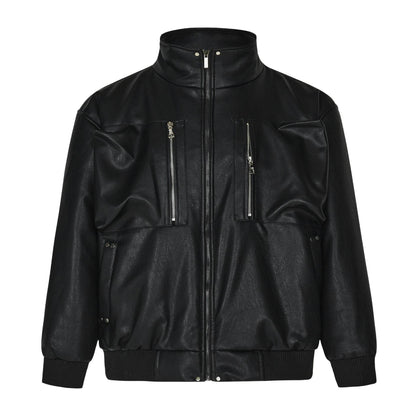 Women's Vintage Leather Coat - Stylish Loose Fit PU Jacket for 2025 - Buy Center