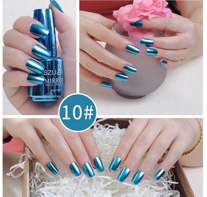 12-Color Mirror Nail Polish - Dazzling Metallic Shine for Fashionistas - Buy Center