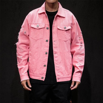 Men's Plus Size Denim Jacket - Embroidered Genuine Leather, Stylish Fit - Buy Center