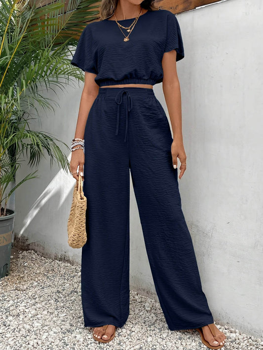 Elegant Solid Color Shorts Set - 100% Polyester, Machine Washable - Buy Center