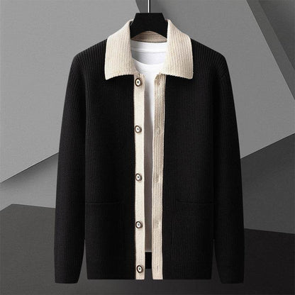 Men's Trendy Long-Sleeved Sweater Coat - Stylish Khaki, Black, Green Options - Buy Center
