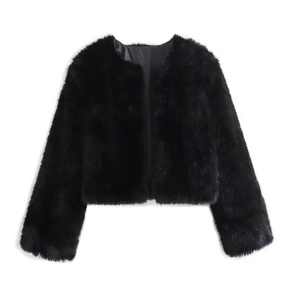 Stylish Polyester Imitation Fur Women's Cardigan Coat - Trendy Fashion 2025 - Buy Center