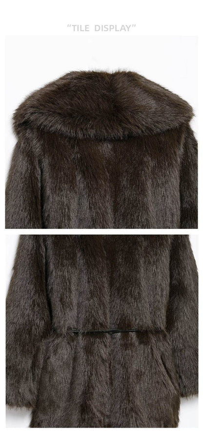 New Faux Fur Lapel Coat - Stylish Waist Tight Jacket for Chic Looks - Buy Center