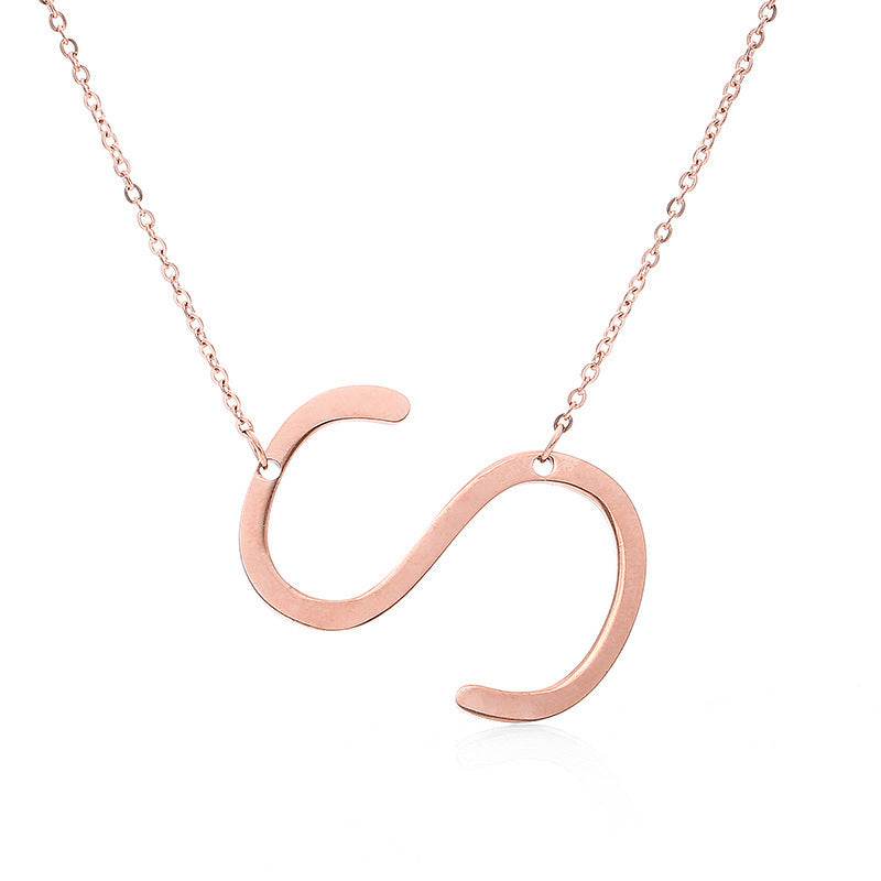 Fabulous Rose Gold Initial Letter Pendant Necklace - Premium K-Gold Design - Buy Center