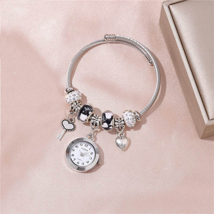 Women's Bangle Watch - Quartz Love Heart Pendant, Minimalist Design - Buy Center