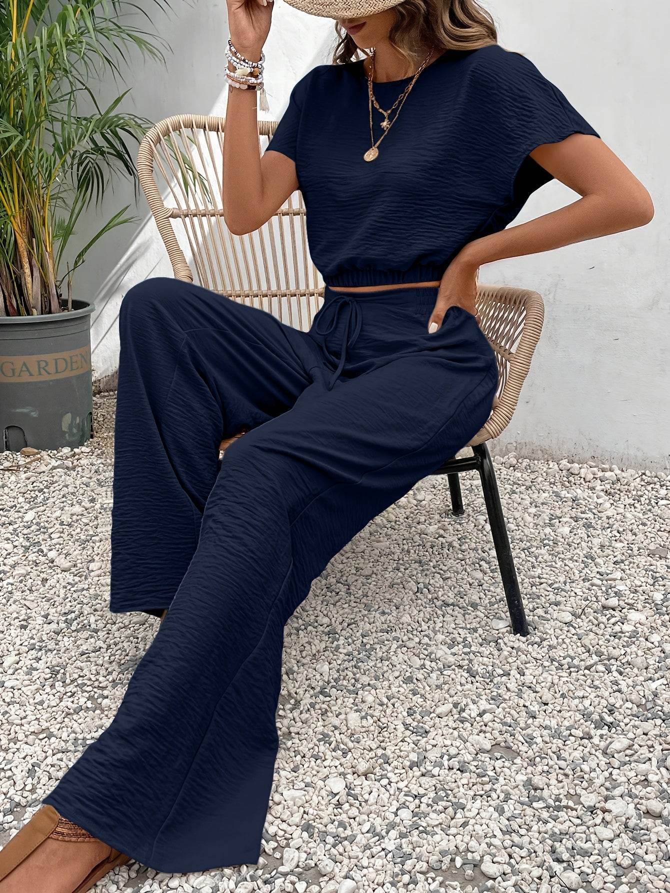 Elegant Solid Color Shorts Set - 100% Polyester, Machine Washable - Buy Center