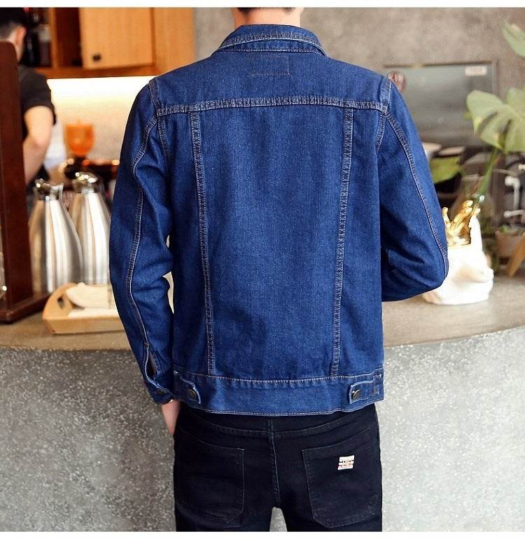 Buycenter Men's Slim Fit Denim Jacket - Multi-Pocket Motorcycle Style - Buy Center