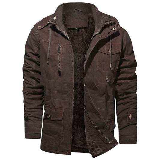 Buycenter Retro Cotton Men's Coat - Plush, Loose Fit, Multi-Pocket Style - Buy Center