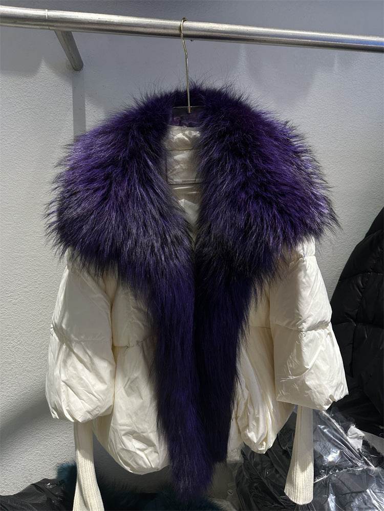 Buycenter Women's White Duck Down Jacket - Temperament Style with Pockets - Buy Center