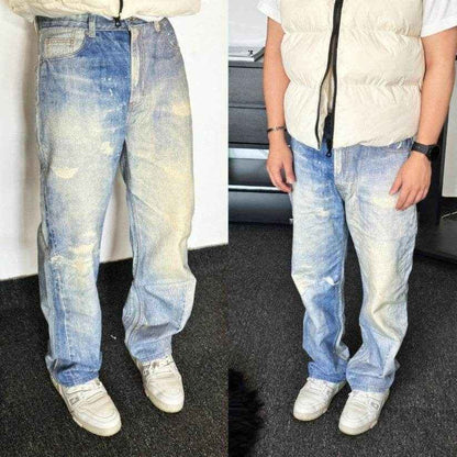 Light Blue Distressed Jeans for Men - Modern Style & Comfort