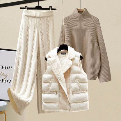 Buycenter Women's Autumn Winter Sweater Vest and Pants Set - Stylish Comfort - Buy Center
