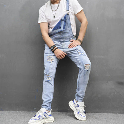 Buycenter Men's Slim Ripped Skinny Trousers - Stylish Denim for Spring & Autumn - Buy Center