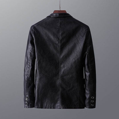 Men's Slim Fit Leather Jacket - Studded Lapels for Autumn & Winter - Buy Center