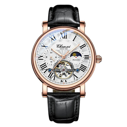 Men's High-End Waterproof Mechanical Watch - Luminous Hollow Flywheel Design - Buy Center