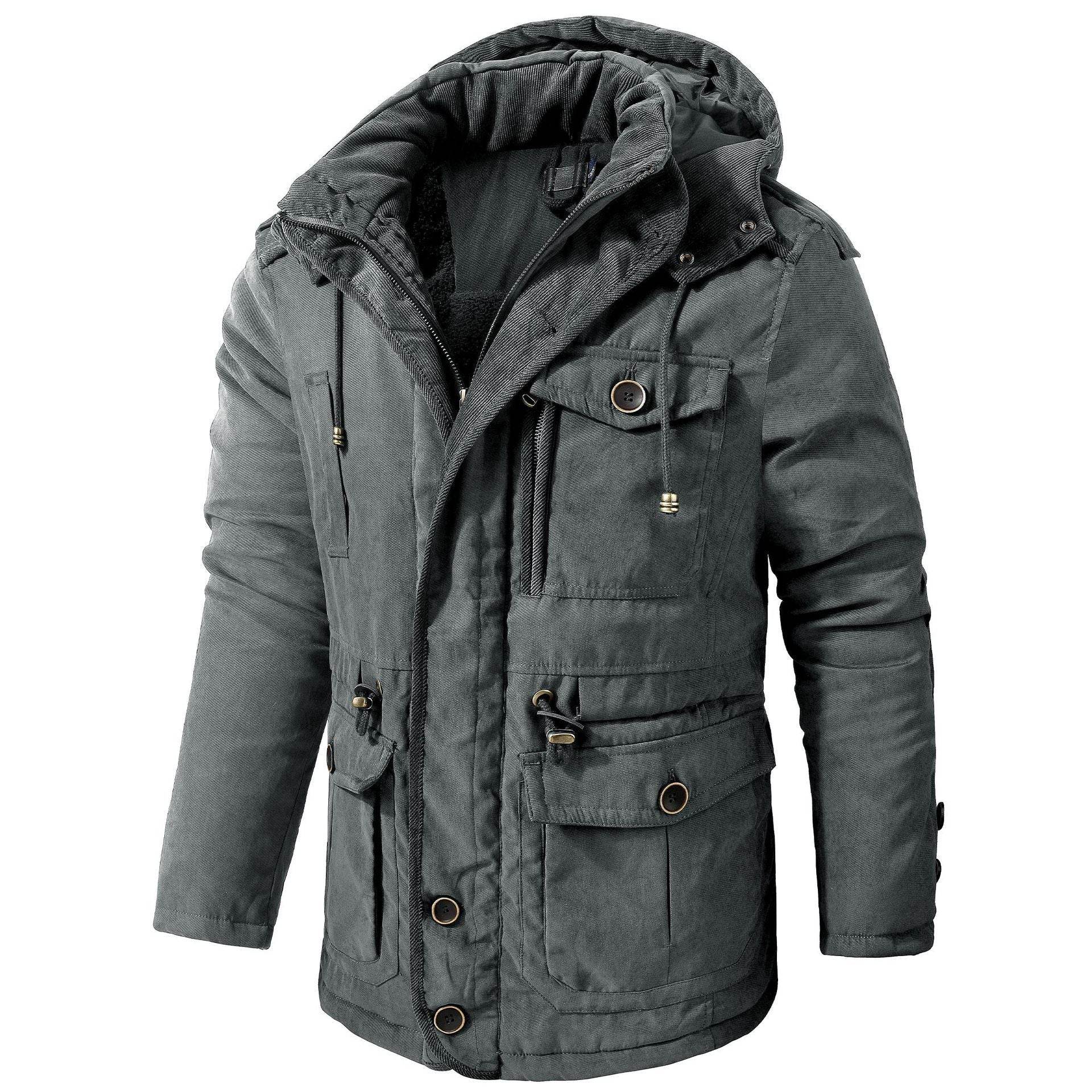 Men's Plus Size Hooded Fleece-Lined Parka - Stylish Mid-Length Winter Coat - Buy Center