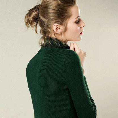 Women's Slim-Fit Turtleneck Sweater - Full Sleeve Casual Jumper - Buy Center