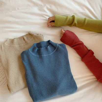 Chic Women's Half Turtleneck Slim Fit Pullover Sweater - Full Sleeve - Buy Center