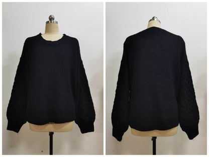 Cozy Pullover Knitting Round Neck Sweaters - Stylish Lantern Sleeve Design - Buy Center