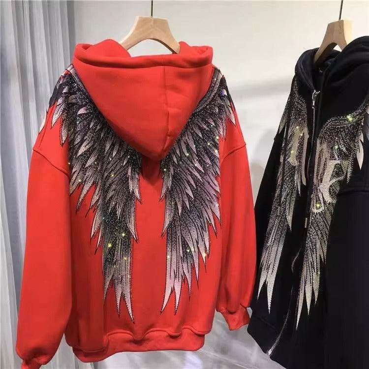 Luxury Women's Hooded Fleece Coat - Heavy Embroidery & Hot Drilling - Buy Center