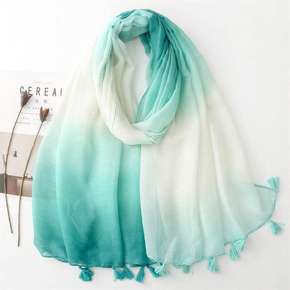 Gradient Travel Scarf - Lightweight Silk Wrap for Sun Protection & Style - Buy Center